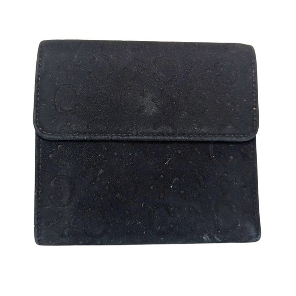 Beautiful Céline Vintage Monogram Black Suede Leather Bi-Fold Snap Wallet M/00/1 - Picture 2 of 14